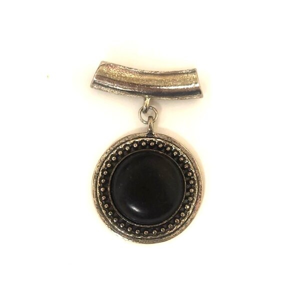 Vintage Silver Tone Onyx Pendant - Picture 1 of 2